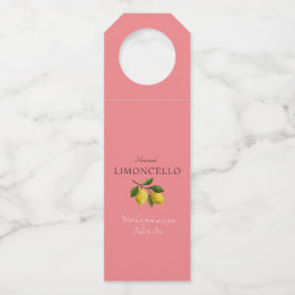 Modern Pink Lemon Wedding Limoncello Flaschenanhänger