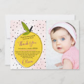 Modern Pink Lemonade 1. Geburtstag Foto Dankeskarte (Vorderseite)