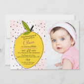 Modern Pink Lemonade 1. Geburtstag Foto Einladung (Vorderseite)