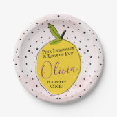 Modern Pink Lemonade 1. Geburtstag Pappteller (Vorderseite)