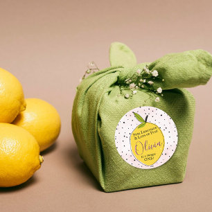 Modern Pink Lemonade 1. Geburtstag Runder Aufkleber