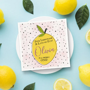 Modern Pink Lemonade 1. Geburtstag Serviette