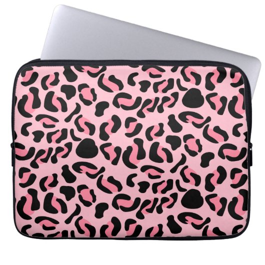 Modern Pink Leopard Pattern Animal Laptopschutzhülle (Vorderseite)