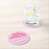 Modern Pink Let's Go Girls Cowboy Hat Rodeo Runder Pappuntersetzer (Vor Ort)