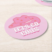 Modern Pink Let's Go Girls Cowboy Hat Rodeo Runder Pappuntersetzer (Angewinkelt)