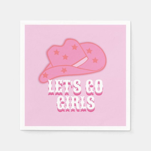 Modern Pink Let's Go Girls Cowboy Hat Rodeo Serviette (Vorderseite)
