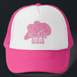 Modern Pink Let's Go Girls Cowboy Hat Rodeo Truckerkappe<br><div class="desc">Moderner rosa Cowboy Hut mit Pachy-Sternen-Design,  perfekt für Ihr Rodeo,  Land und Western wilde West Party mit den Mädchen. Rosa Cowgirl hat Junggeselinnen-Abschied LKW Hut.</div>