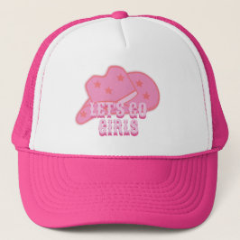 Modern Pink Let's Go Girls Cowboy Hat Rodeo Truckerkappe