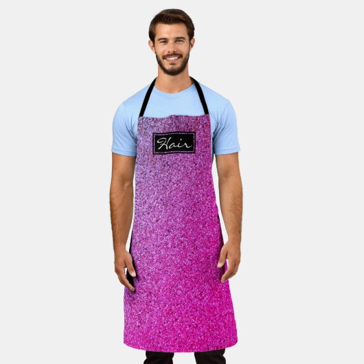 Modern Pink Lila Ombre Glitzer Hair Stylist Schürze (Getragen)