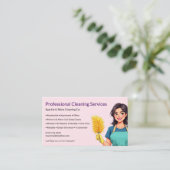 Modern Pink Maid House Cleaning Service Visitenkarte (Stehend Vorderseite)