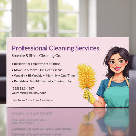 Modern Pink Maid House Cleaning Service Visitenkarte