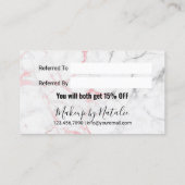 Modern Pink Marble Beauty Salon Referral (Rückseite)