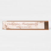 Modern Pink Marble Rose Gold Script Beruflich Schreibtischnamensplakette (Vorderseite )