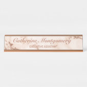 Modern Pink Marble Rose Gold Script Beruflich Schreibtischnamensplakette (Vorderseite )