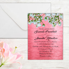 Modern Pink Metallic and White Roses Wedding Postkarte