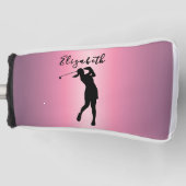 Modern Pink Metallic Look Lady Golfer Custom Name Golf Headcover (Vorderseite)