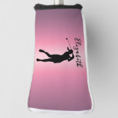 Modern Pink Metallic Look Lady Golfer Custom Name Golf Headcover (Rotieren 90)