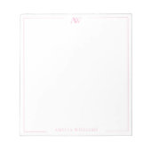 Modern Pink Minimalist Elegant Monogram Notizblock (Vorderseite)