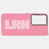 Modern Pink Minimalist Vertical Monogram iPhone Ca Samsung Galaxy Hülle (Linke Seite)