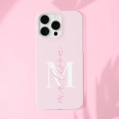 Modern Pink Minimalistisch Script Monogram Case-Mate iPhone Hülle
