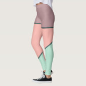 Modern Pink & Mint Pastel Geometric Color Block Leggings (Links)