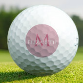 Modern Pink Monogram Personalized Elegant  Golfball
