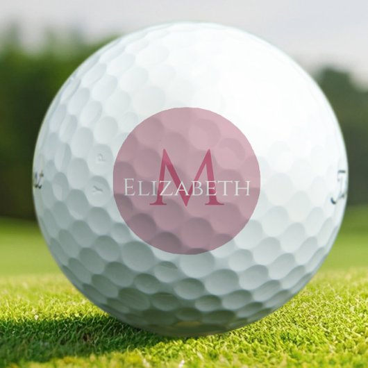 Modern Pink Monogram Personalized Elegant  Golfball