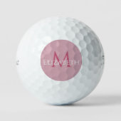 Modern Pink Monogram Personalized Elegant  Golfball (Vorderseite)