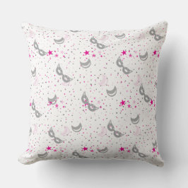 Modern Pink Moon Stars Mardi Gras Maske Pillow Kissen