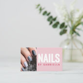 Modern Pink Nail Technician QR Code Photo Visitenkarte (Stehend Vorderseite)