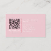 Modern Pink Nail Technician QR Code Photo Visitenkarte (Rückseite)