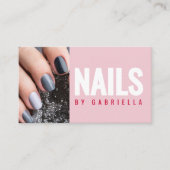 Modern Pink Nail Technician QR Code Photo Visitenkarte (Vorderseite)