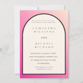 Modern Pink Ombre Arch Wedding Invitation - Custom Einladung (Vorderseite)
