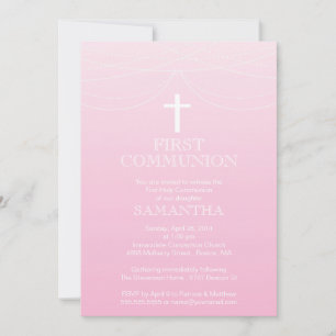 Modern Pink Ombre Garland Cross Kommune Einladung