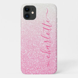 Modern Pink Ombre Glitzer Girly Chic Personalisier Case-Mate iPhone Hülle