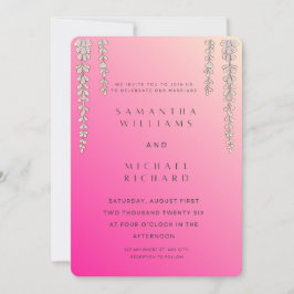 Modern Pink Ombre Wisteria Wedding Invitation - Cu Einladung
