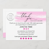 Modern Pink Online Shop Thank You Small Business Dankeskarte (Vorne/Hinten)