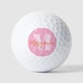 Modern Pink Orange BoId Initial Personalisiert Golfball (Vorderseite)