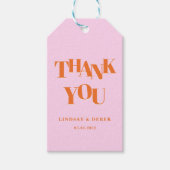 Modern Pink Orange Bold Font THANK YOU Wedding  Geschenkanhänger (Vorderseite)