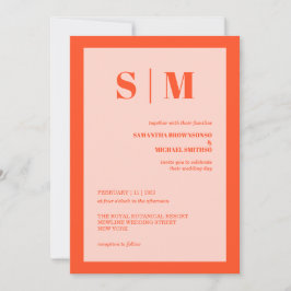 Modern pink orange Earth Tone Wedding Einladung