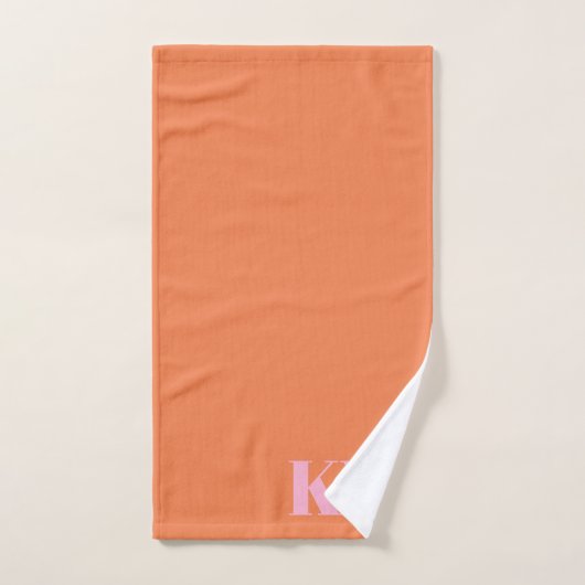 Modern Pink Orange Monogram Initials Personalized Badhandtuch Set (Handtuch)