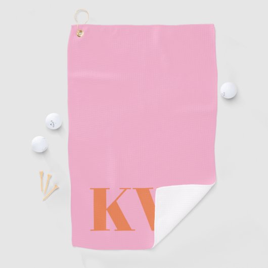 Modern Pink Orange Monogram Initials Personalized Golfhandtuch (Insitu)