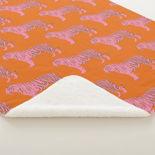 Modern Pink Orange Tiger Pattern Personalized Name Sherpadecke (3/4)