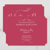 Modern Pink Palentine's Day Party Einladung (Vorne/Hinten)