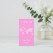 Modern Pink Passport World Map Boarding Pass Visitenkarte (Stehend Vorderseite)