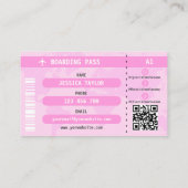 Modern Pink Passport World Map Boarding Pass Visitenkarte (Rückseite)