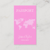 Modern Pink Passport World Map Boarding Pass Visitenkarte (Vorderseite)
