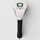 Modern Pink Pattern Green Golfer Name Monogram Golf Headcover (Vorderseite)
