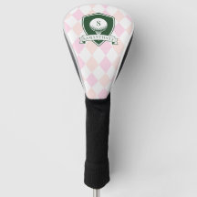 Modern Pink Pattern Green Golfer Name Monogram