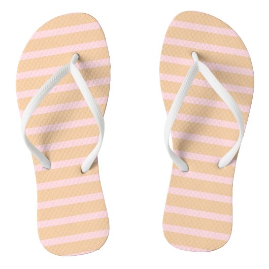 Modern Pink Peach Taffy Striptee Badesandalen (Fußbett)